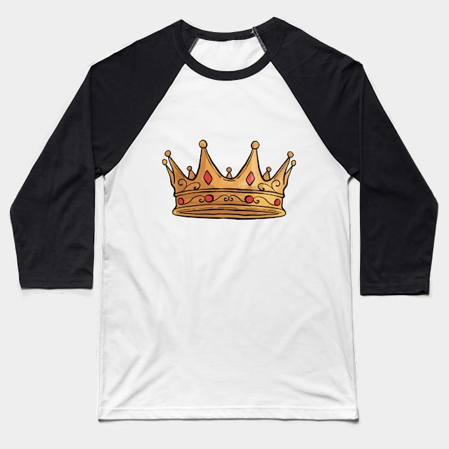 Gold Crown with Jewels Baseball T-Shirt by bluerockproducts